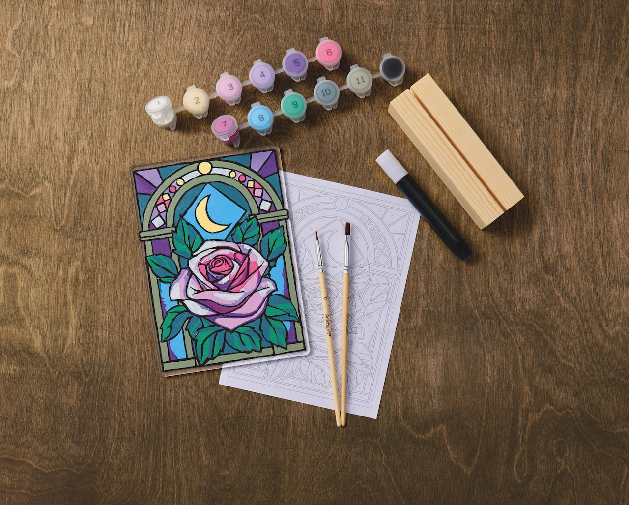 Stained Glass Rose Paint-by-Number Acrylic Surface Kit by Artist's Loft®